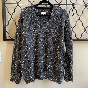Charcoal confetti V-neck sweater. NWOT size 1XL/2XL